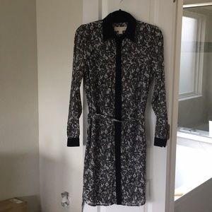 Black lace patterned Michael Kors shirt dress.